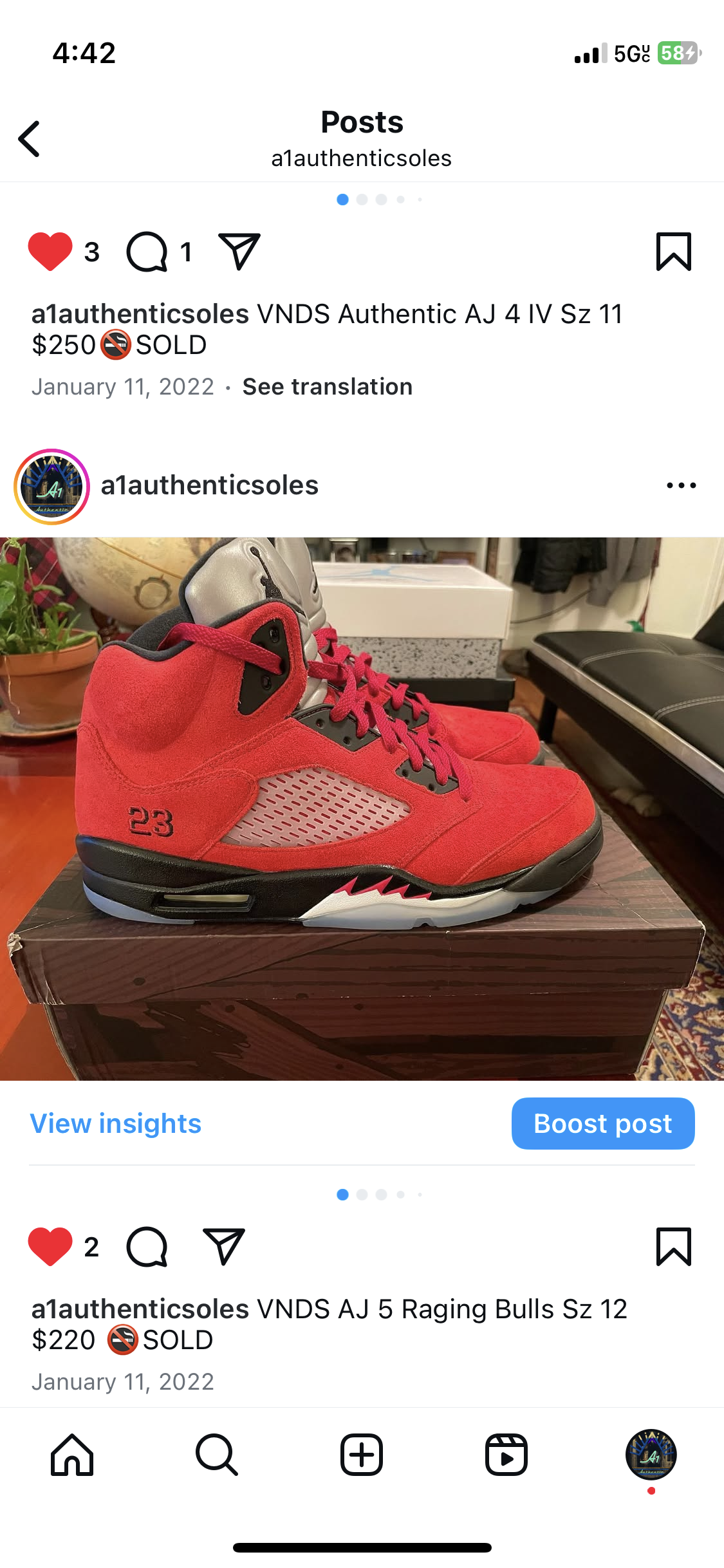 Air Jordan 5 Raging Bulls Sz 12