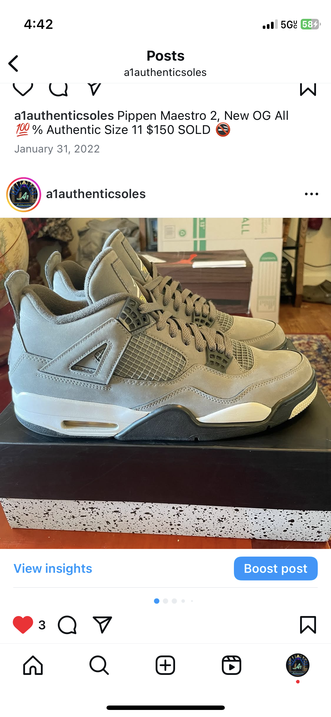 Air Jordan 4 Cool Grey Sz 12