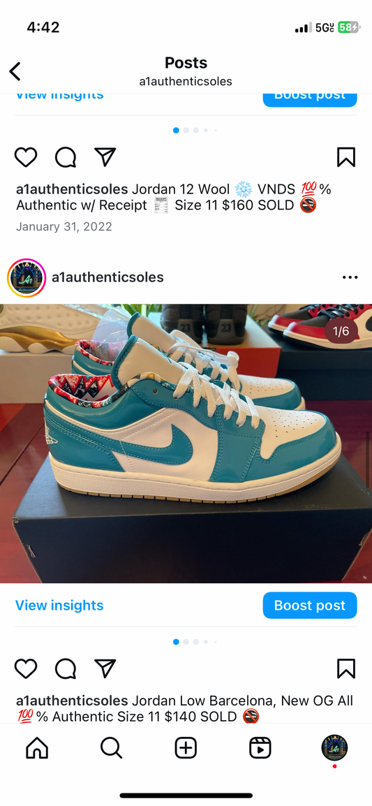 Air Jordan 1 Lo Barcelona Sz 11