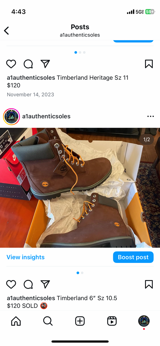 Timberland 6” Sz 10.5