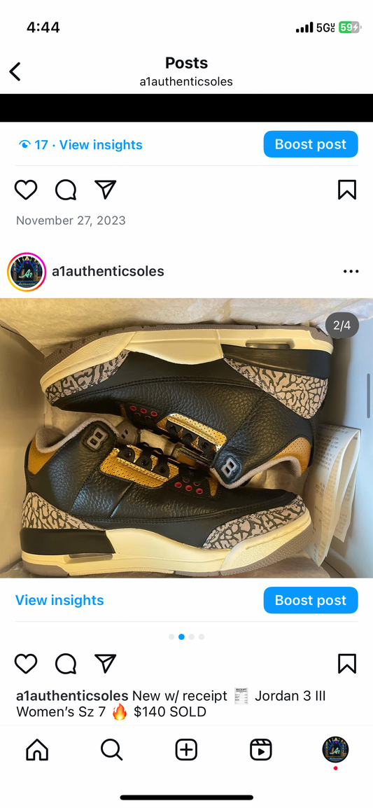 Air Jordan 3 W Sz 7