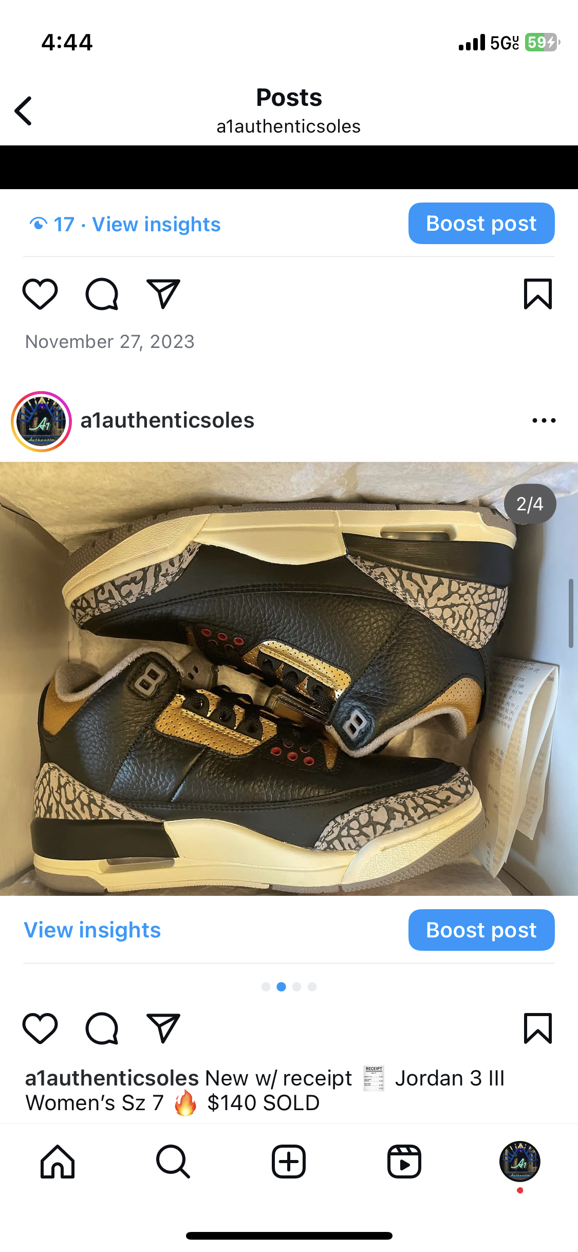 Air Jordan 3 W Sz 7